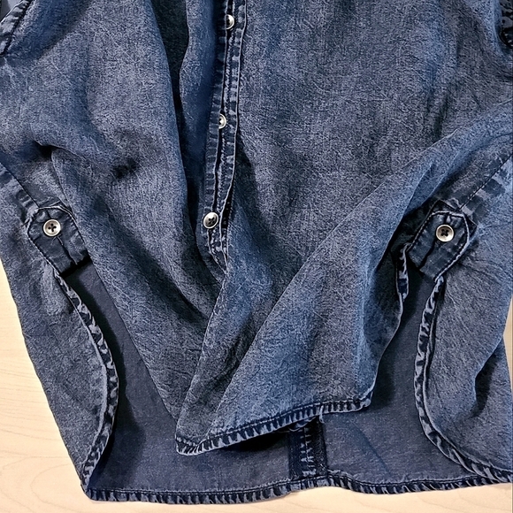 Dex Acid Wash Denim Chambray Mini Dress XSmall - Picture 10 of 12